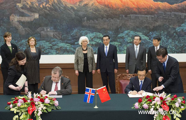 China, Iceland sign FTA